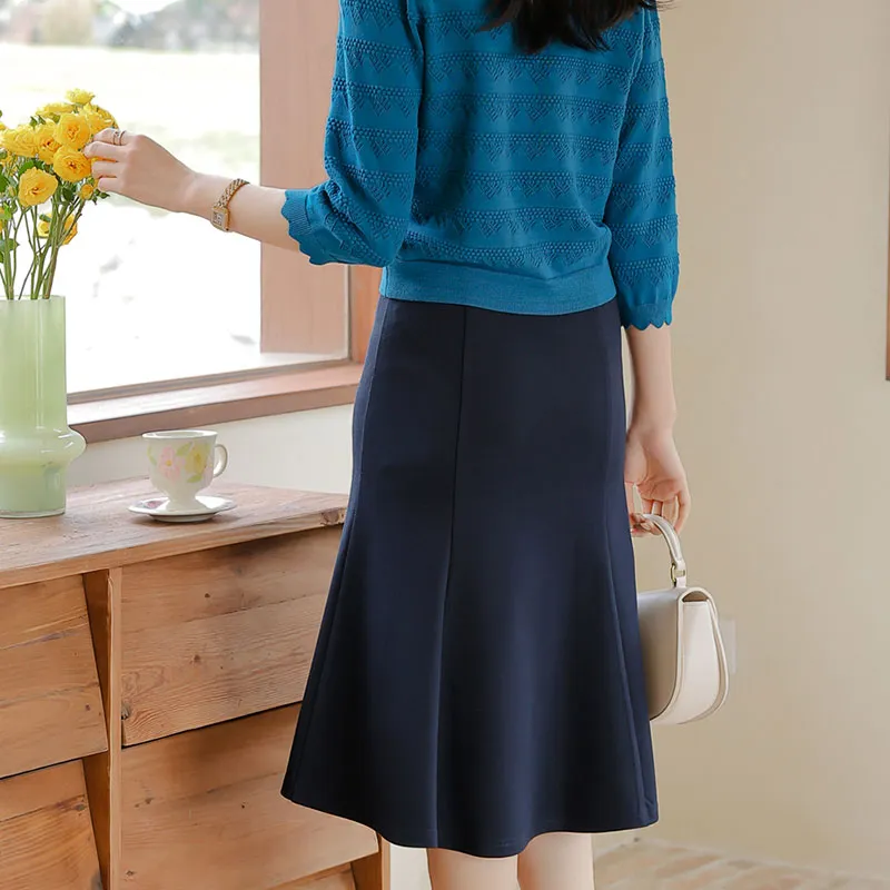 RUBIN Casual Short Skirts Women's Navy Blue-4