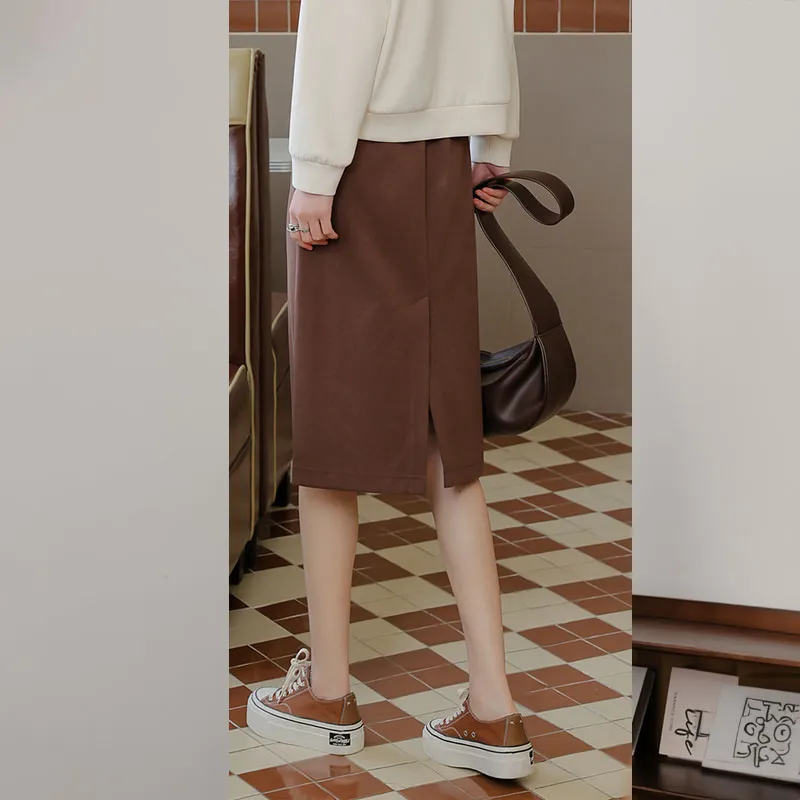 RUBIN Casual Long Skirt Women's Woodcutter Coffee-5