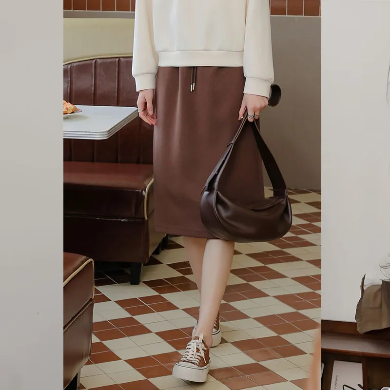 RUBIN Casual Long Skirt Women's Woodcutter Coffee-4