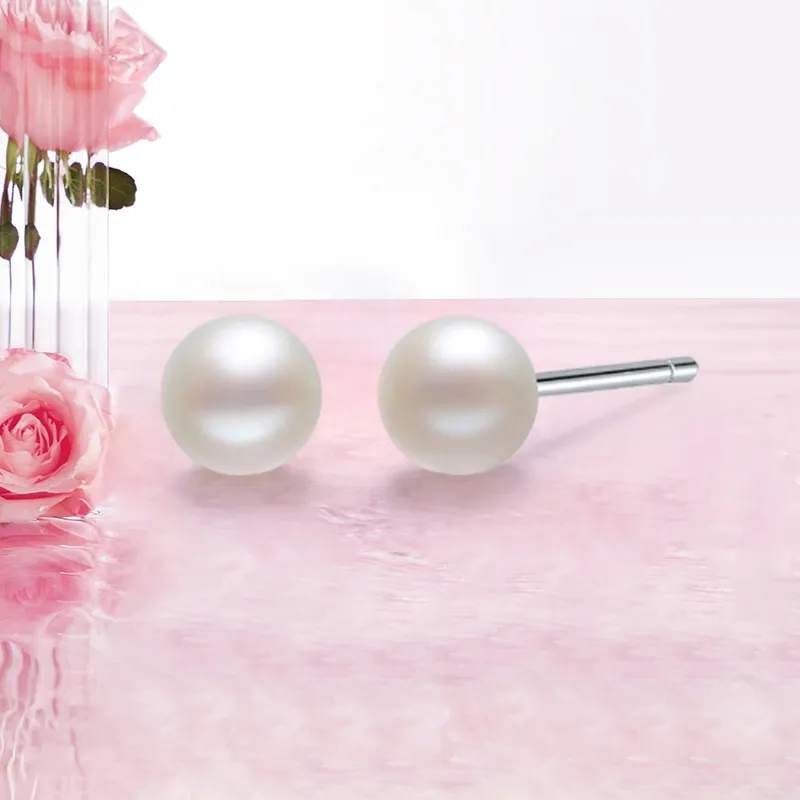 YINGNIXINDONG Freshwater Pearl Stud Earrings Women's-1