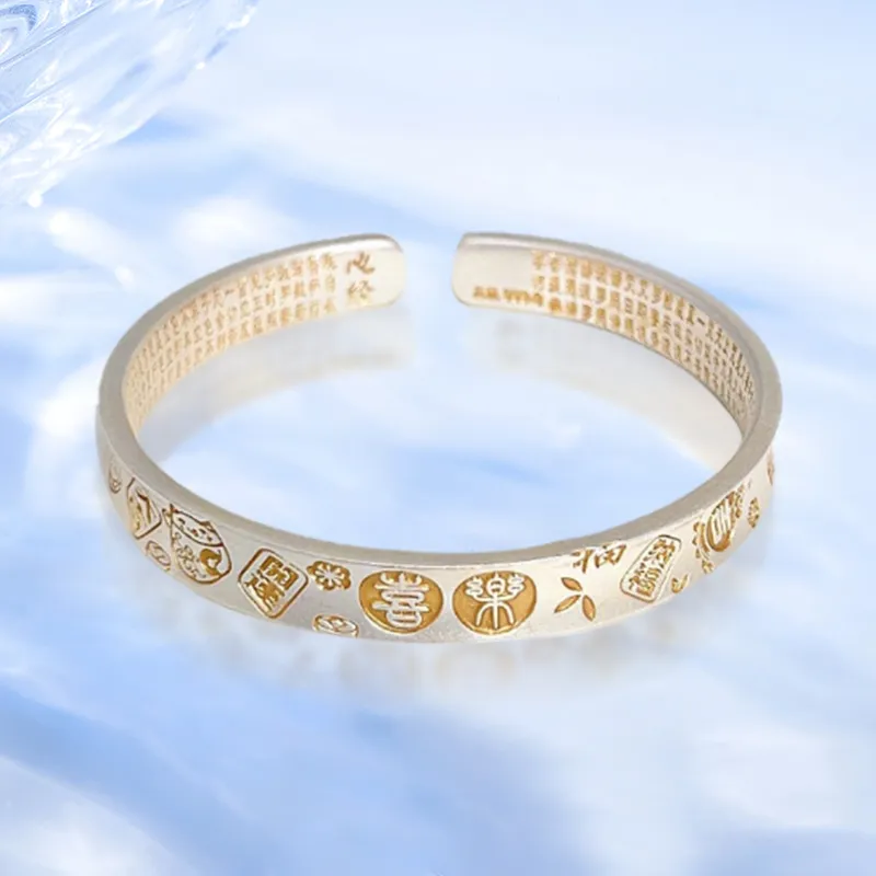 YINGNIXINDONG 999 Fine Silver Bangles Women's-2
