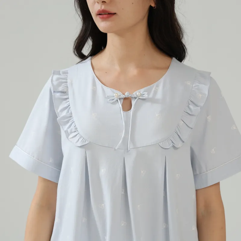 XIN1BU Pajama Set Women's Light Blue-1