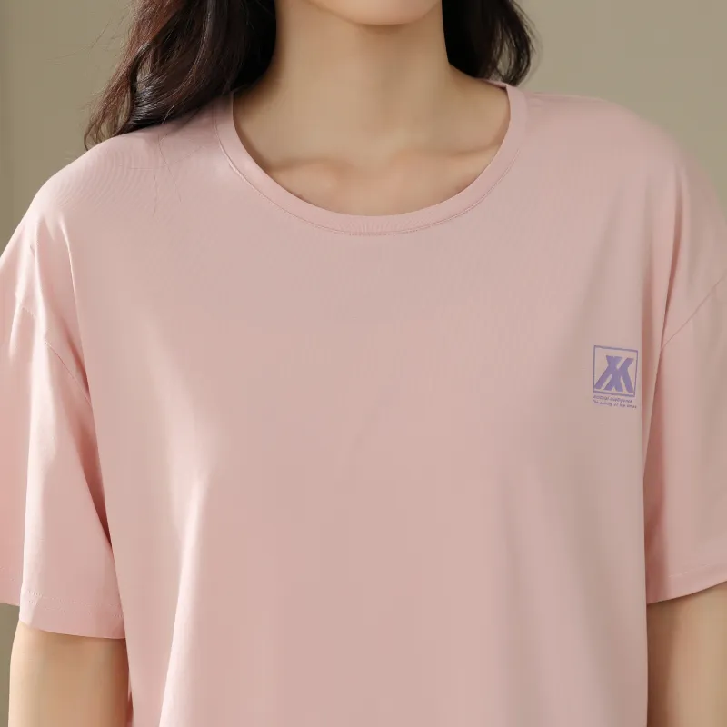 XIN1BU Pajama Set Women's Beige Mini Pink-1