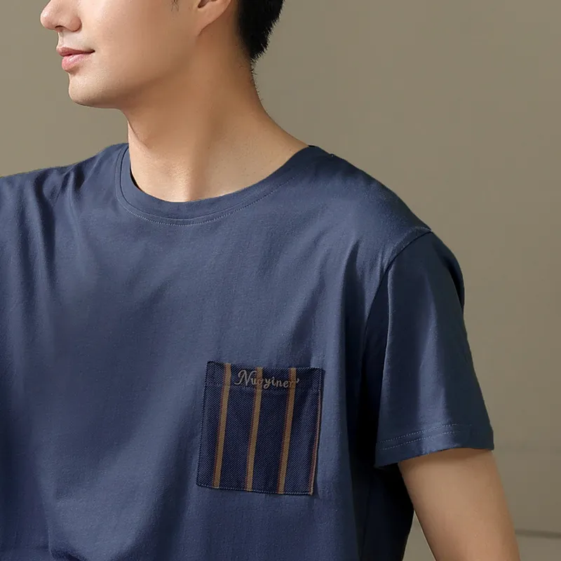 XIN1BU Pajama Set Men's Royal Blue-1