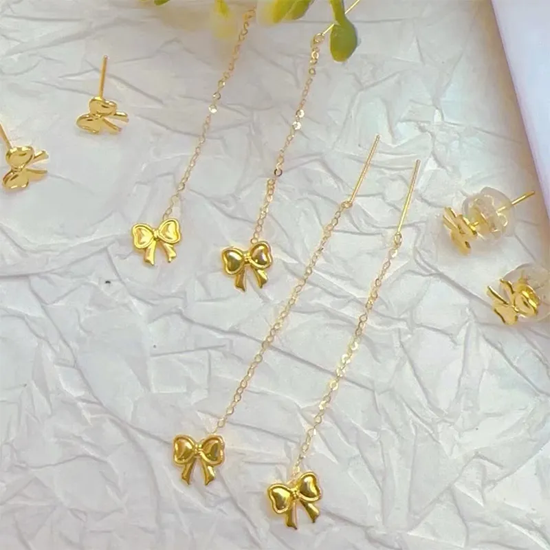 FR 18K Gold Drop Earrings Women's-1