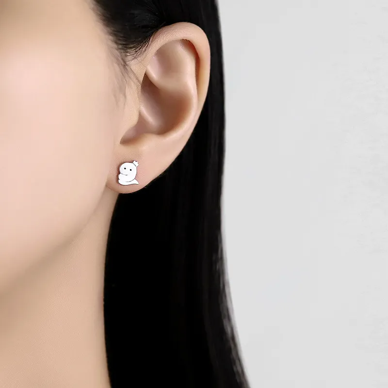 FR S999 Fine Silver Stud Earrings Women's-4