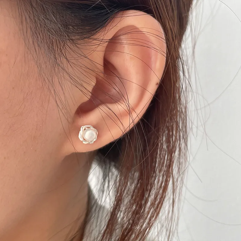 FR Pearl Stud Earrings Women's-5