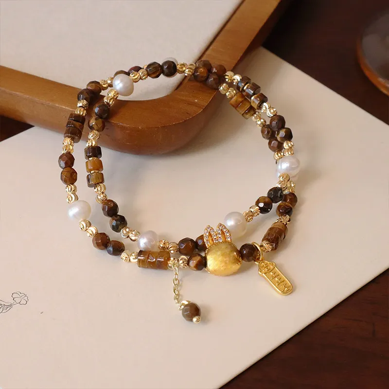 FR Tiger's Eye Stone Jade Bracelets Women's-2