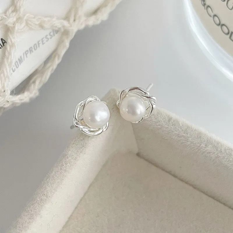 FR Pearl Stud Earrings Women's-1