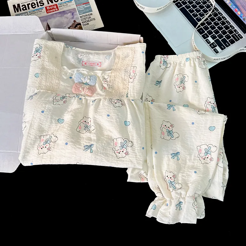 Sleeping Beauty Pajama Set Women's White-4