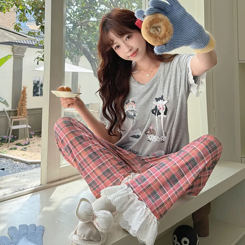 Sleeping Beauty Pajama Set Women's Light Gray-1