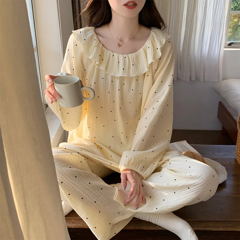Sleeping Beauty Pajama Set Women's Apricot Yellow-1