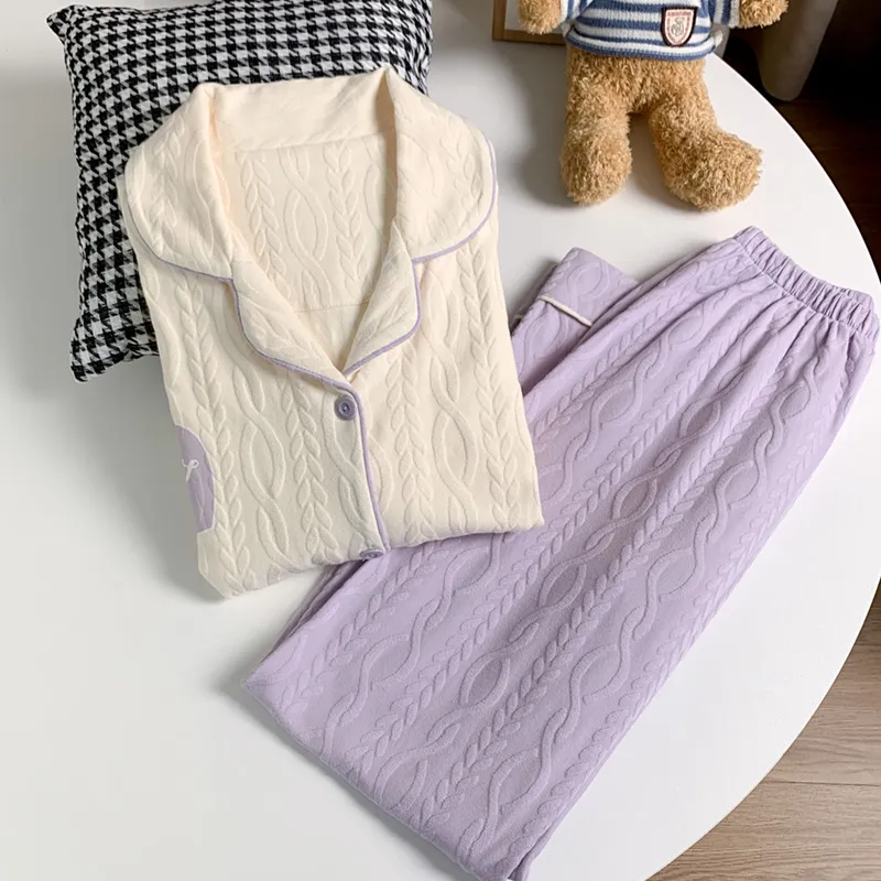 Sleeping Beauty Pajama Set Women's Apricot Purple-6