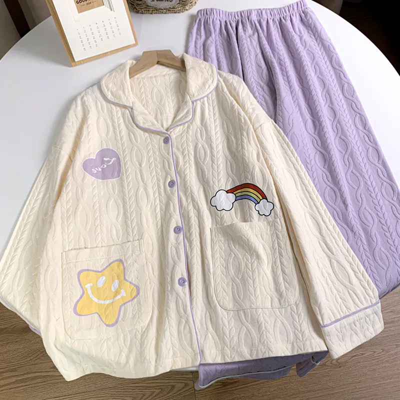 Sleeping Beauty Pajama Set Women's Apricot Purple-1