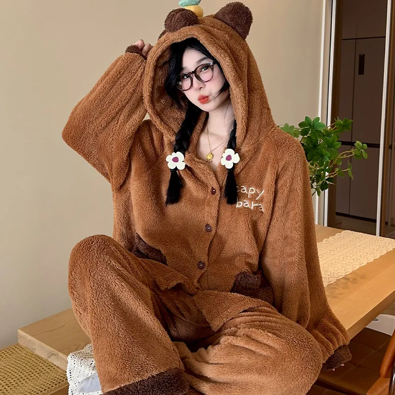 Sleeping Beauty Pajama Set Women's Brown-2