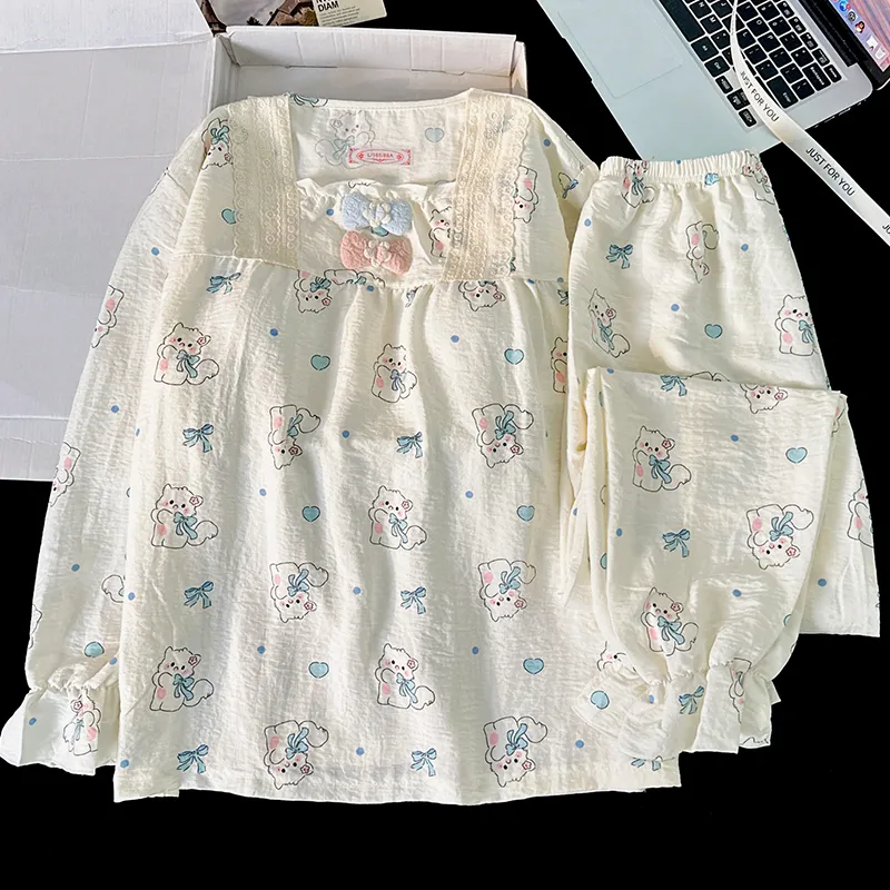 Sleeping Beauty Pajama Set Women's White-5
