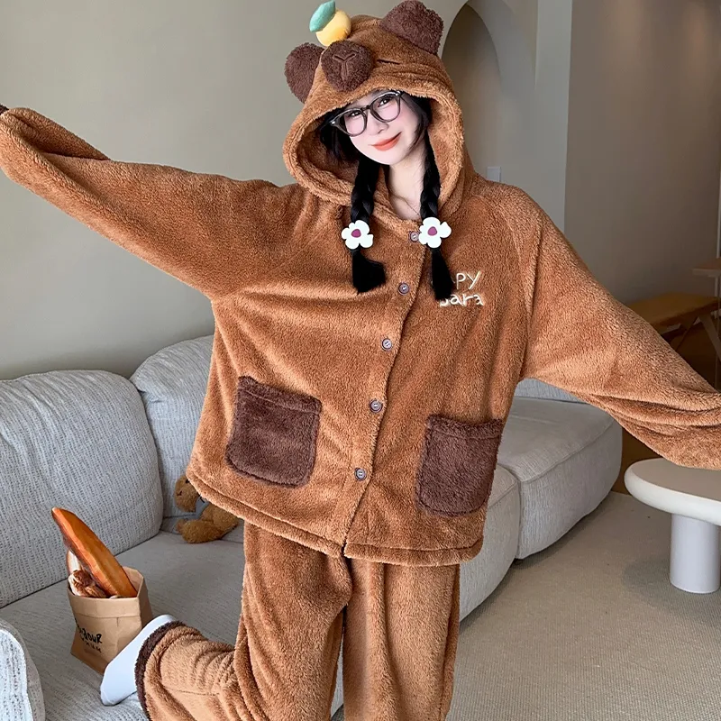 Sleeping Beauty Pajama Set Women's Brown-3
