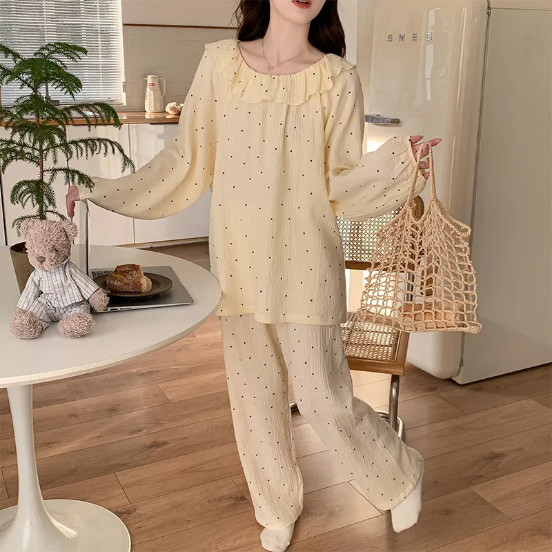 Sleeping Beauty Pajama Set Women's Apricot Yellow-5