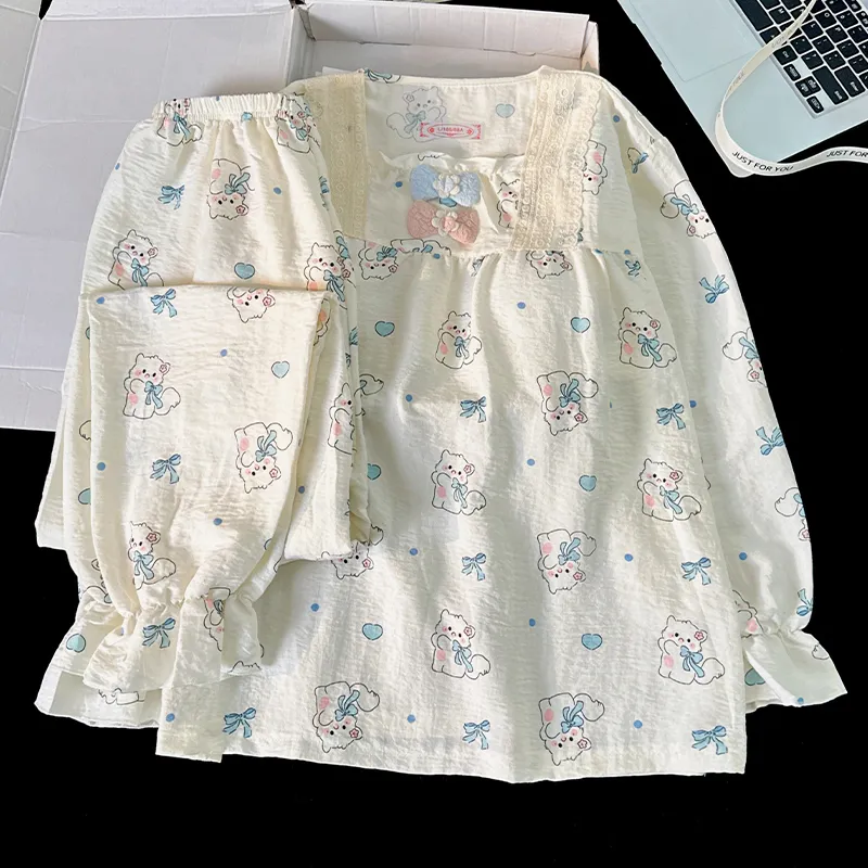 Sleeping Beauty Pajama Set Women's White-2