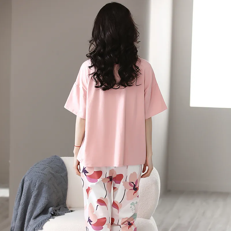Colorful Pajama Set Women's Light Pink-1
