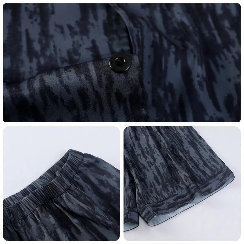 Colorful Pajama Set Men's Dark Blue-5
