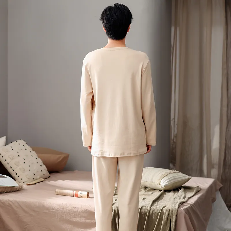 Colorful Pajama Set Men's Apricot-2