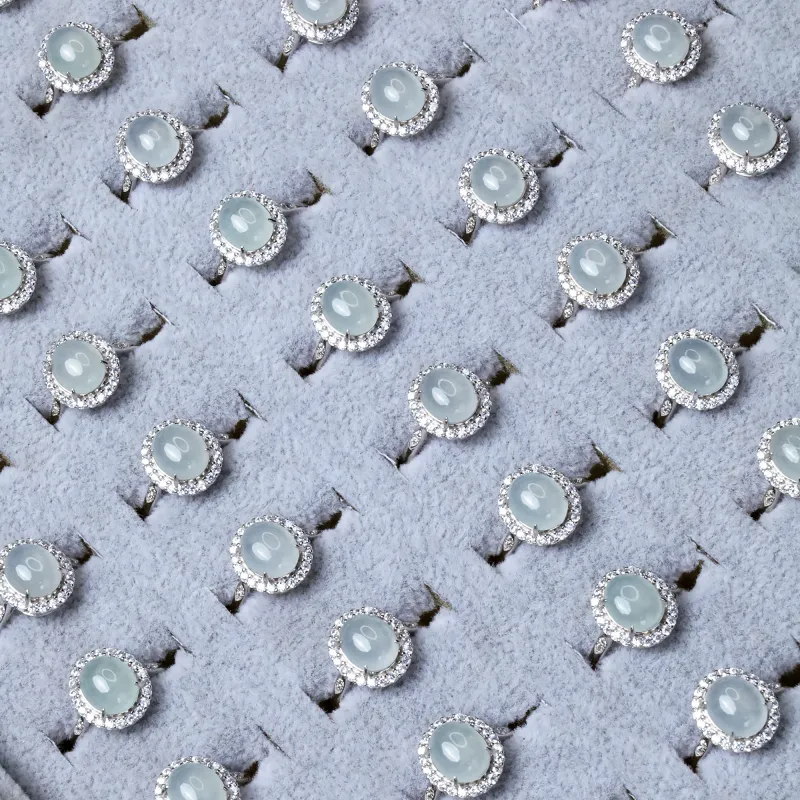 Pengshan Ice Glutinous Jadeite Rings Unisex-5