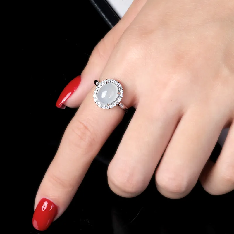 Pengshan Ice Glutinous Jadeite Rings Unisex-3