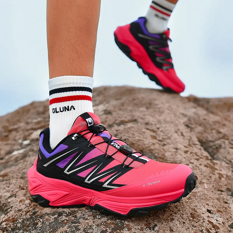 GLUNA Hiking / Trekking Shoes Unisex Low Top Black/Purple-7