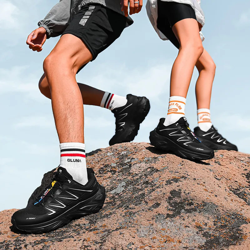 GLUNA Cushioning, Abrasion Resistant, Slip Resistant Low Top Running Shoes Unisex Black-6