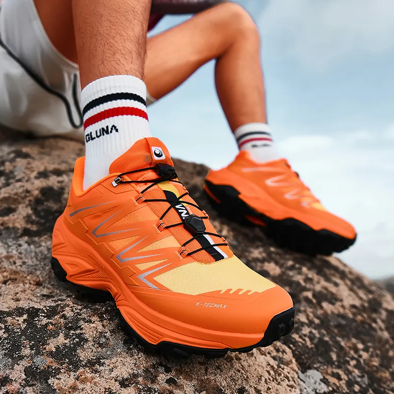 GLUNA Cushioning Anti-Slip Wear-Resistant Breathable Lightweight Grip Low-Top Hiking/Trekking Shoes Unisex Orange-10