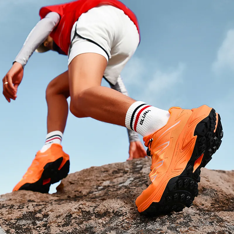 GLUNA Cushioning Anti-Slip Wear-Resistant Breathable Lightweight Grip Low-Top Hiking/Trekking Shoes Unisex Orange-9