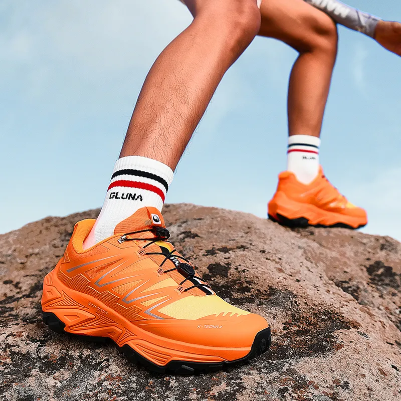 GLUNA Cushioning Anti-Slip Wear-Resistant Breathable Lightweight Grip Low-Top Hiking/Trekking Shoes Unisex Orange-8