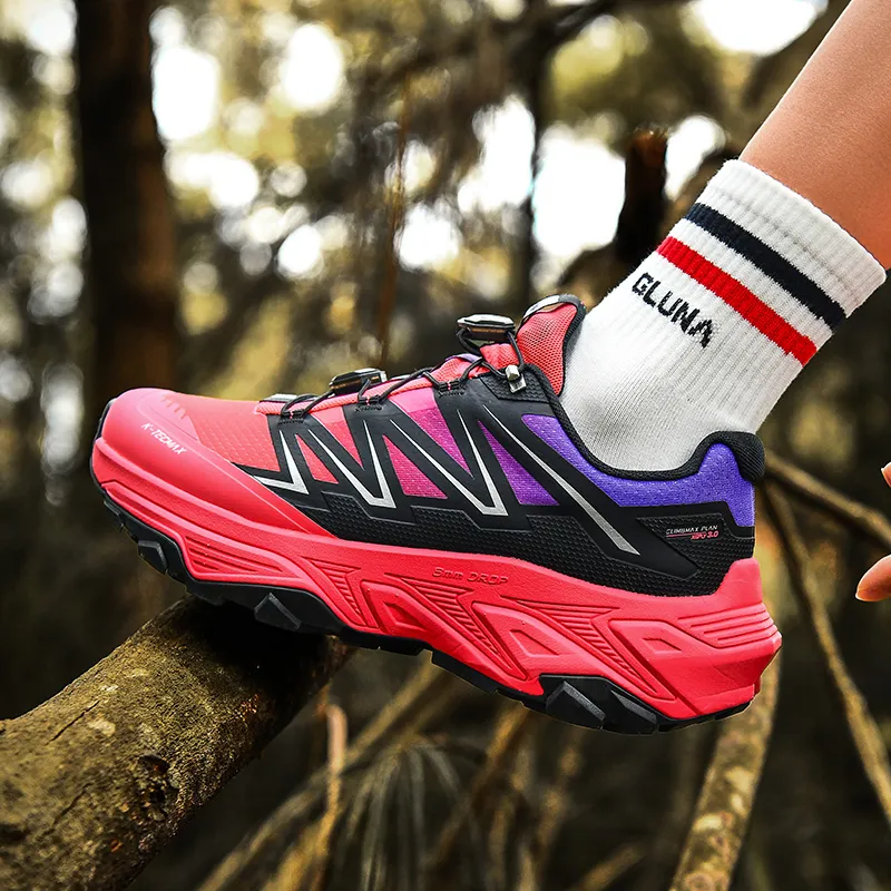 GLUNA Hiking / Trekking Shoes Unisex Low Top Black/Purple-8