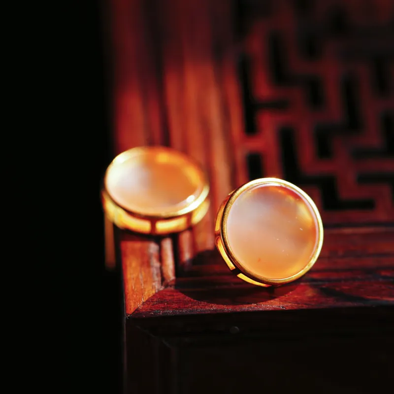 YUSHE Southern Red Agate Stud Earrings Women's-3