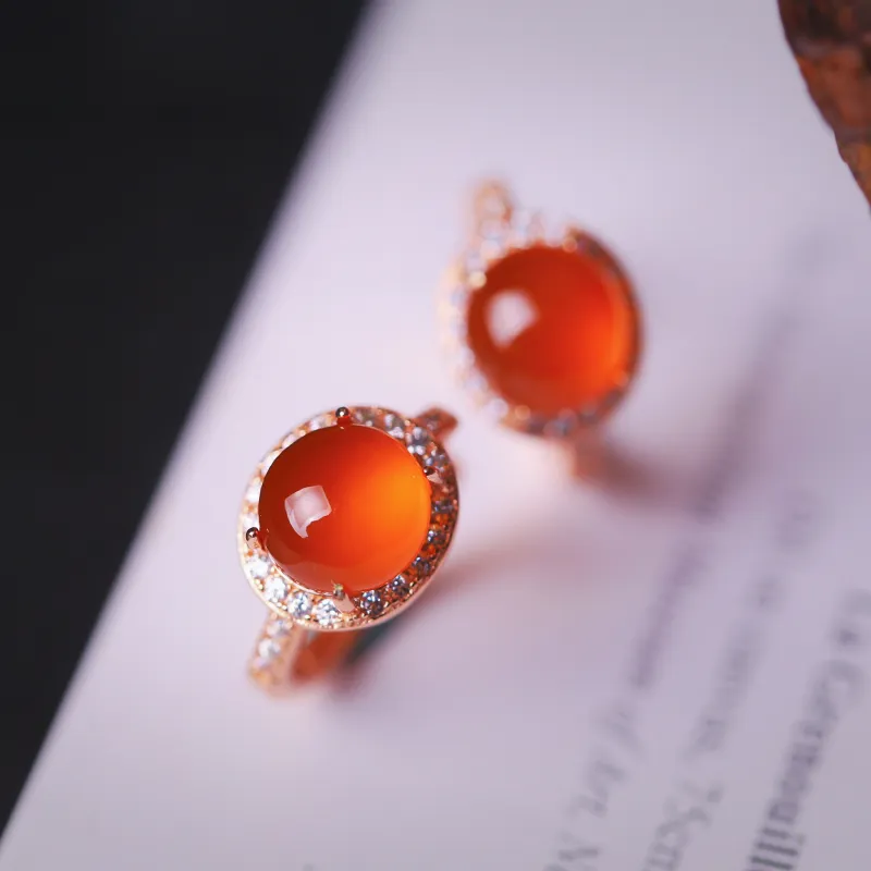 YUSHE Southern Red Agate Earrings Women's-1