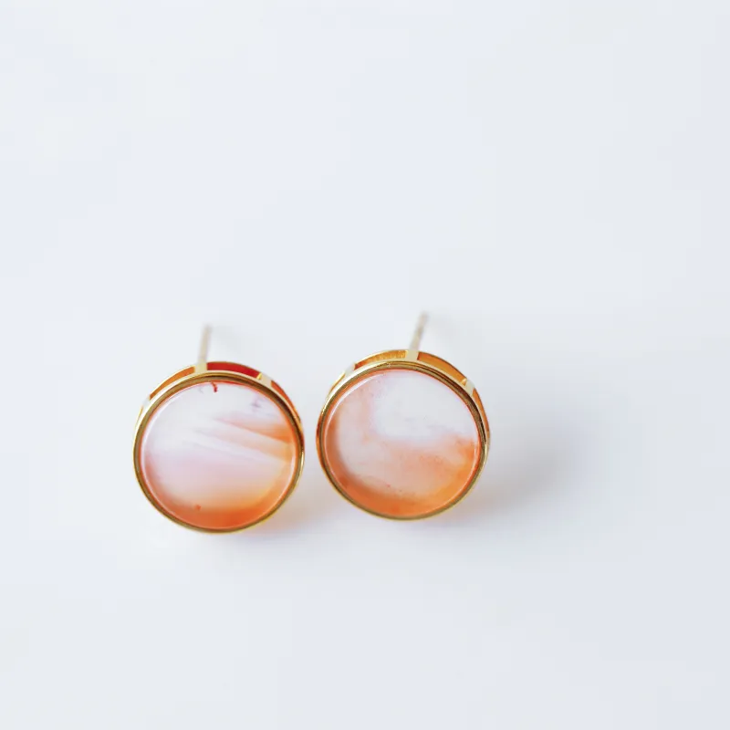YUSHE Southern Red Agate Stud Earrings Women's-6