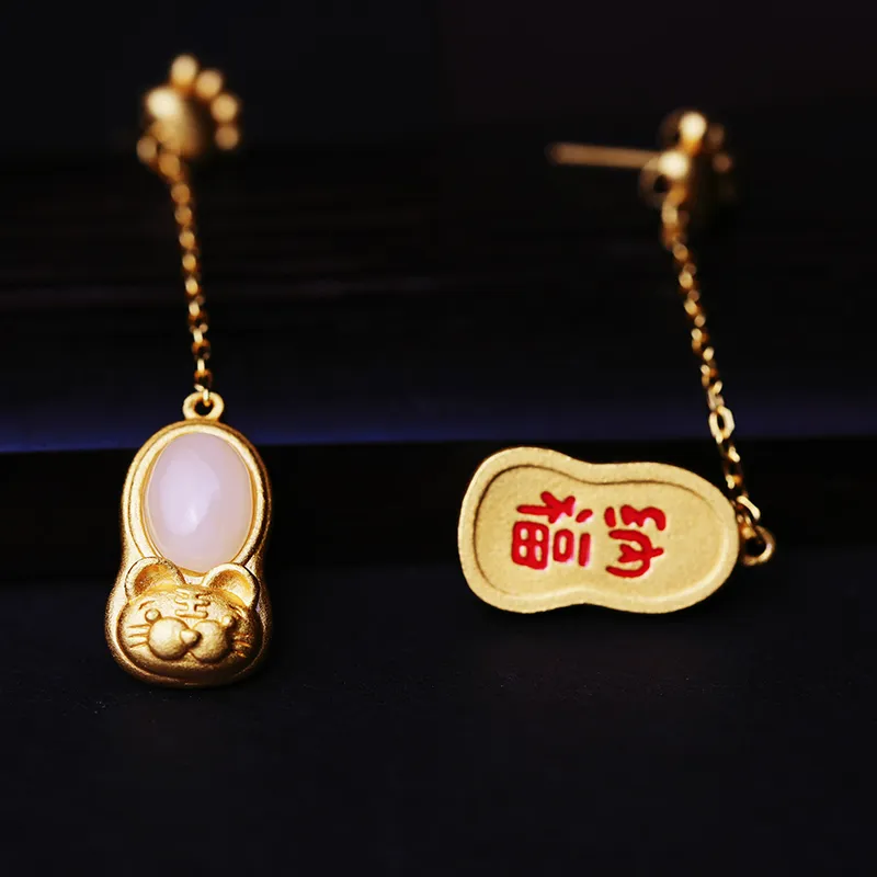 YUSHE Hetian Jade Earrings White Jade Women's-2