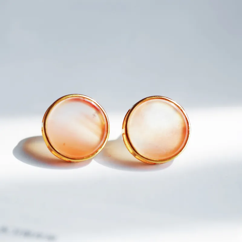 YUSHE Southern Red Agate Stud Earrings Women's-5