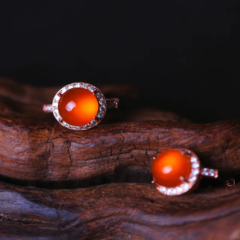 YUSHE Southern Red Agate Earrings Women's-6
