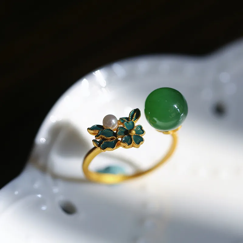 YUSHE Hetian Jade Rings Jasper Women's-1
