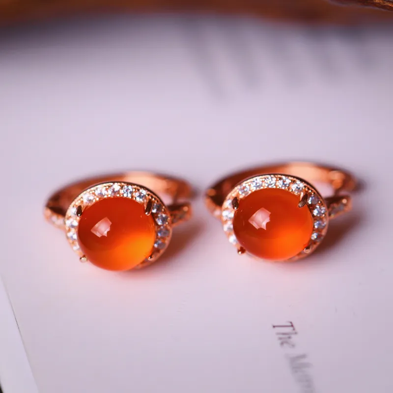 YUSHE Southern Red Agate Earrings Women's-5