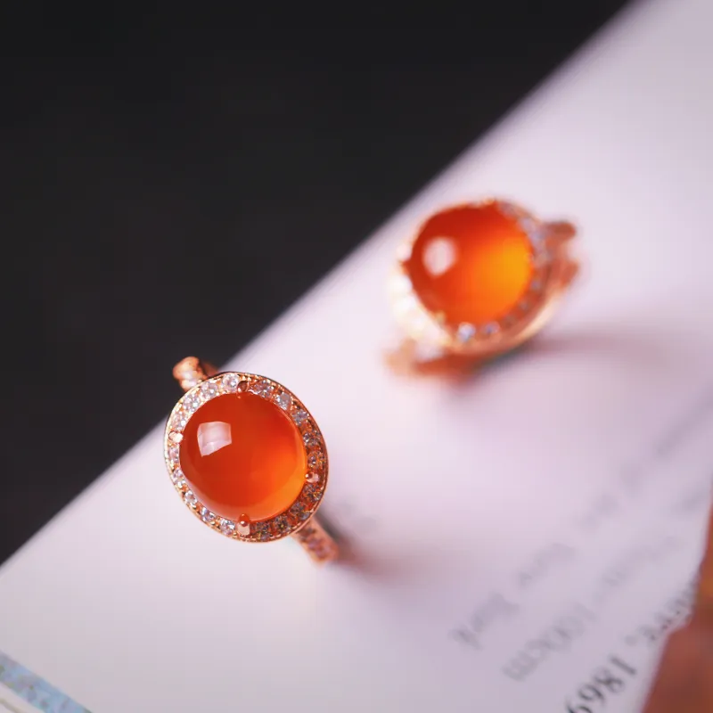 YUSHE Southern Red Agate Earrings Women's-2