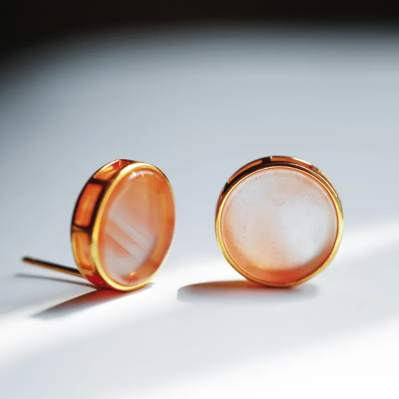YUSHE Southern Red Agate Stud Earrings Women's-1