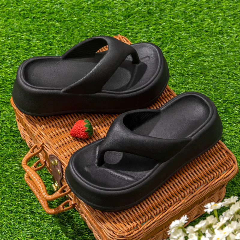 Kemaid Summer Home Indoor, Squashy And Bouncy Feeling Platform Height Increasing, Flip Flops, Women's, Home Slippers-5