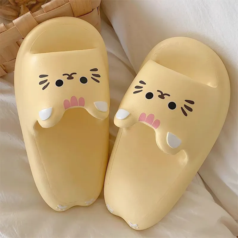 Kemaid Soft And Cute Cat Outerwear For Students, Outdoor, Soft Sole, Slip Resistant, Home Casual Yellow-3