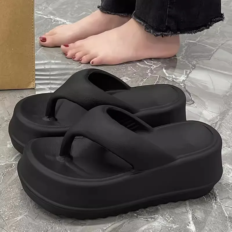 Kemaid Summer Home Indoor, Squashy And Bouncy Feeling Platform Height Increasing, Flip Flops, Women's, Home Slippers-4