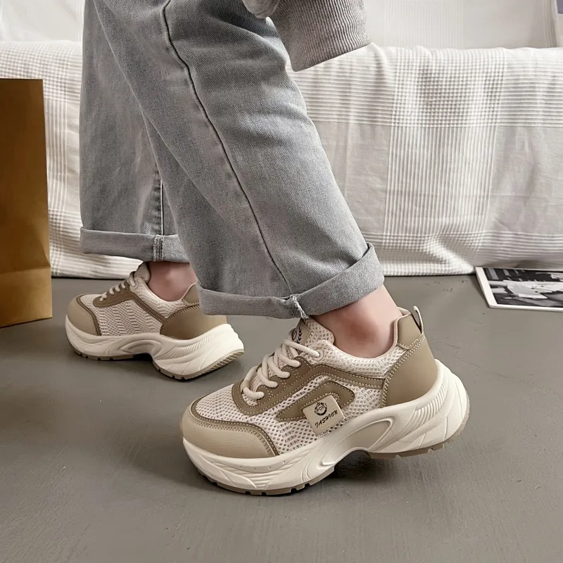 SHENGERLEIDE Abrasion Resistant Breathable Height Increasing Low Top Chunky Sneakers Women's-13
