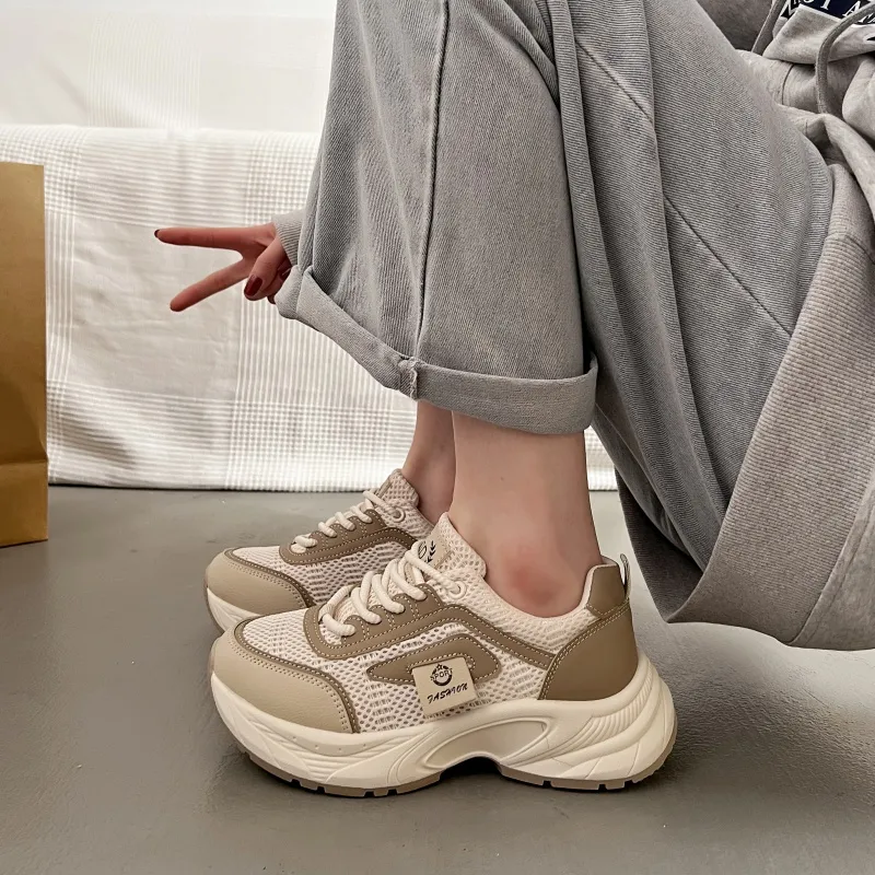 SHENGERLEIDE Abrasion Resistant Breathable Height Increasing Low Top Chunky Sneakers Women's-14