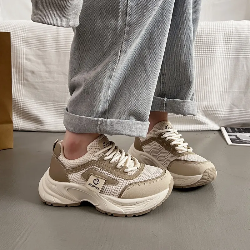 SHENGERLEIDE Abrasion Resistant Breathable Height Increasing Low Top Chunky Sneakers Women's-12